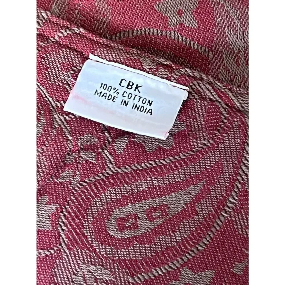 Luxury CBK Paisley Jacquard Table Runner Cotton Made in India Burgundy Taupe 79